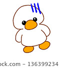 一隻可愛又略帶失望的鴨子。輕鬆隨興的手繪動物插畫。 136399234