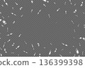 Silver confetti congratulations background. Platinum ribbons and confetti party pattern on transparent background. Congratulations horizontal banner with copy space. Gift elegant vector illustration 136399398