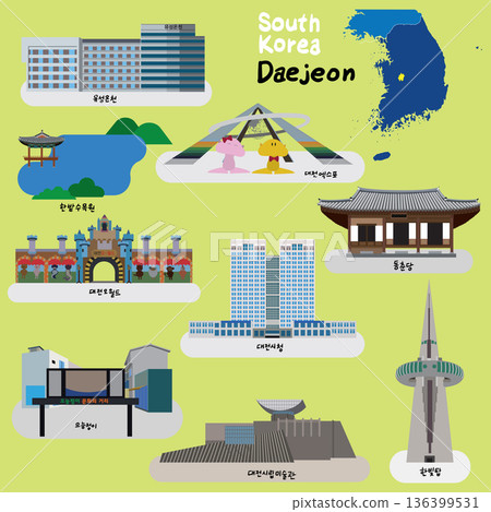 Daejeon Province Iconic Landmarks and Tourist Attractions of South Korea 136399531