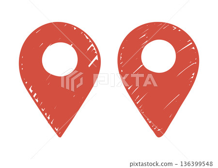 手繪地圖圖釘 手繪地圖圖標 136399548