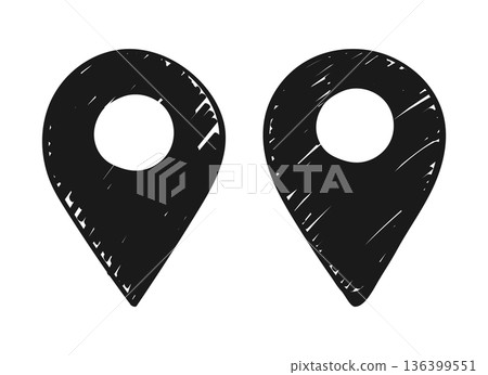 Hand-drawn map pins Hand-drawn map icons Hand-drawn map pins Hand-drawn map icons 136399551
