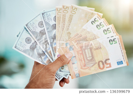 Cash in hand and dollars or euros from winning lottery, prize or bonus with interest, profit or investment of savings in bank. Finance, winner and money notes or lotto, award from cashback and credit Cash in hand and dollars or euros from winning lottery, prize or bonus with interest, profit or investment of savings in bank. Finance, winner and money notes or lotto, award from cashback and credit 136399679
