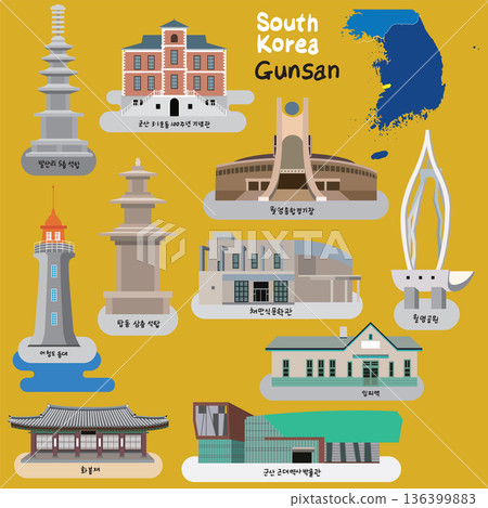 Gunsan Province Iconic Landmarks and Tourist Attractions of South Korea Gunsan Province Iconic Landmarks and Tourist Attractions of South Korea 136399883