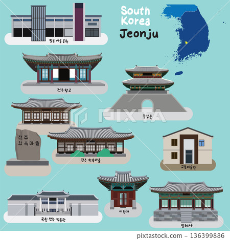 Jeonju Province Iconic Landmarks and Tourist Attractions of South Korea 136399886