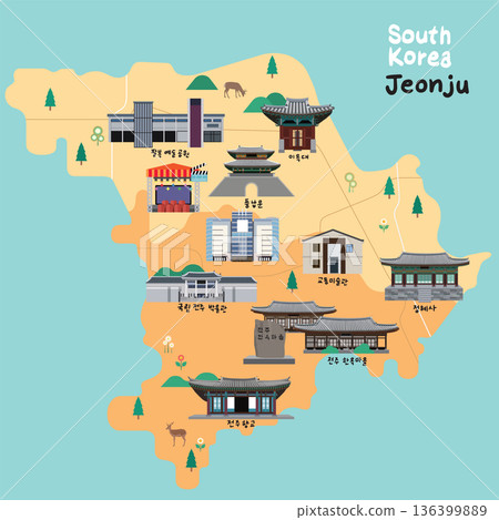 Jeonju Province Iconic Landmarks and Tourist Attractions of South Korea 136399889