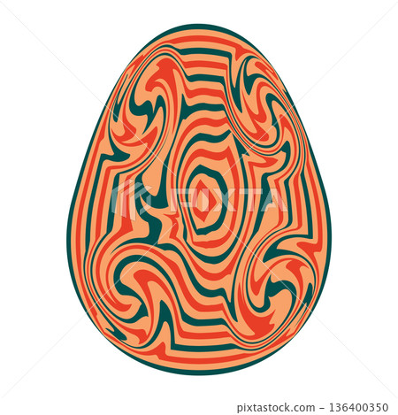 Easter eggs with retro groovy patterns in 60s 70s style set. Groovy hippie Happy Easter with distorted psychedelic design. Vector illustration Easter eggs with retro groovy patterns in 60s 70s style set. Groovy hippie Happy Easter with distorted psychedelic design. Vector illustration 136400350