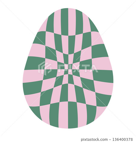 Easter eggs with retro groovy patterns in 60s 70s style set. Groovy hippie Happy Easter with distorted psychedelic design. Vector illustration Easter eggs with retro groovy patterns in 60s 70s style set. Groovy hippie Happy Easter with distorted psychedelic design. Vector illustration 136400378