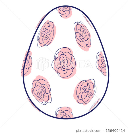 Happy Easter eggs, trendy design with hand-drawn spring flowers. Modern art minimalist style. Vector Happy Easter eggs, trendy design with hand-drawn spring flowers. Modern art minimalist style. Vector 136400414