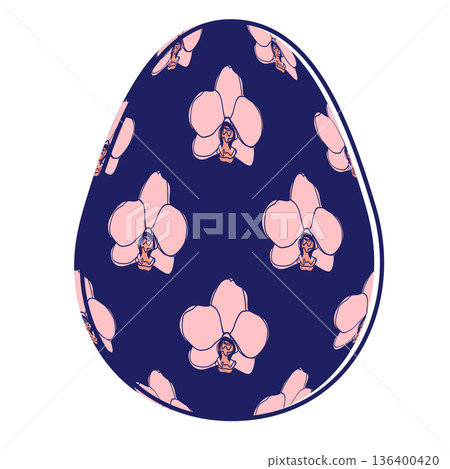 Happy Easter eggs, trendy design with hand-drawn spring flowers. Modern art minimalist style. Vector Happy Easter eggs, trendy design with hand-drawn spring flowers. Modern art minimalist style. Vector 136400420