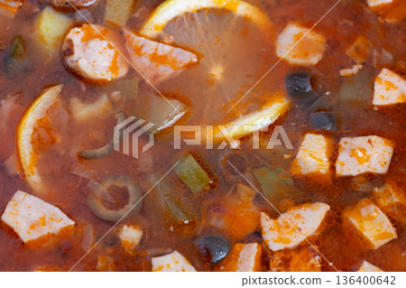 Hearty smoky soup, Fullbodied smoky broth combined with traditional market meat stew, Deeply flavorful smoky broth paired with timeless and hearty market meat stew Hearty smoky soup, Fullbodied smoky broth combined with traditional market meat stew, Deeply flavorful smoky broth paired with timeless and hearty market meat stew 136400642