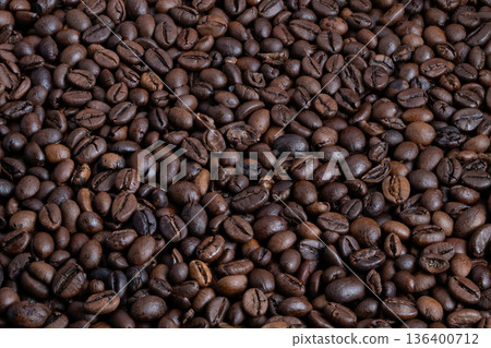 Ethical coffee packaging, Sustainably sourced medium roast coffee with matte coating, Environmentally friendly packaging for ethically grown medium roast coffee beans 136400712