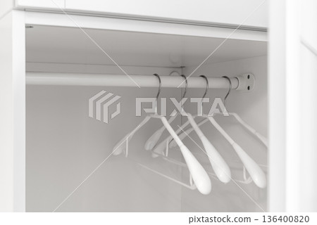 Wardrobe hangers close up Wardrobe hangers close up 136400820