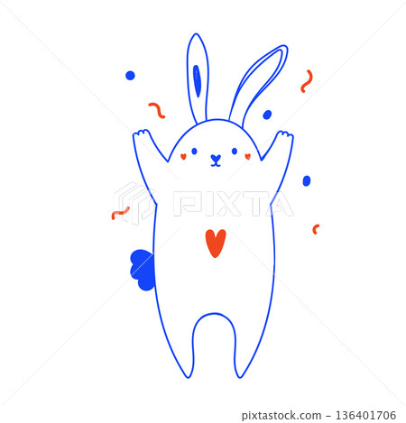 Hand Drawn Rabbit Mascot for Easter Holiday Greeting Cards and Spring Decor Hand Drawn Rabbit Mascot for Easter Holiday Greeting Cards and Spring Decor 136401706