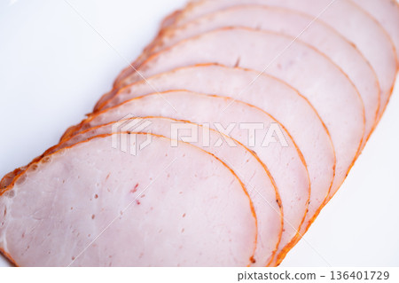 Warm tones for picnic arrangement. Rustic ham slices tailored for social platter. Relaxed picnic setup featuring ham slices styled for sharing on casual outdoor snack board Warm tones for picnic arrangement. Rustic ham slices tailored for social platter. Relaxed picnic setup featuring ham slices styled for sharing on casual outdoor snack board 136401729