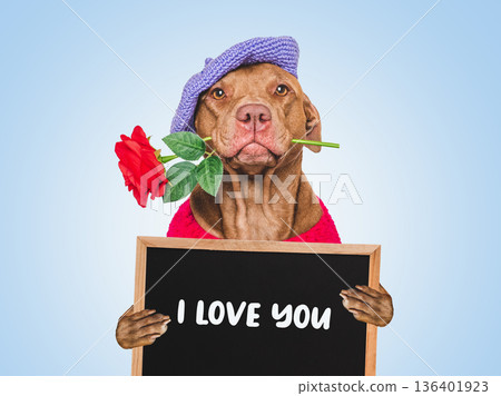 Cute dog and inscription I Love You Cute dog and inscription I Love You 136401923