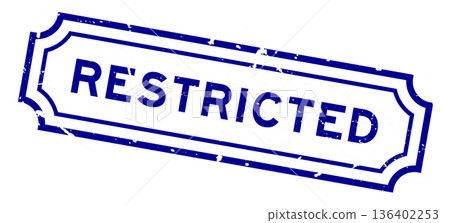 Grunge blue restricted word square rubber stamp on white background Grunge blue restricted word square rubber stamp on white background 136402253