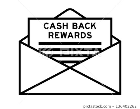 Envelope and letter sign with word cash back rewards as the headline 136402262
