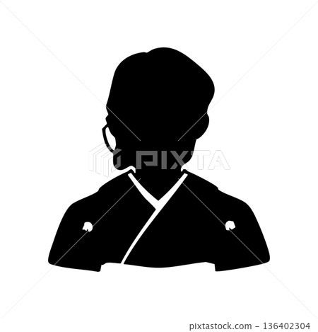 Woman in formal wear monochrome silhouette illustration 136402304