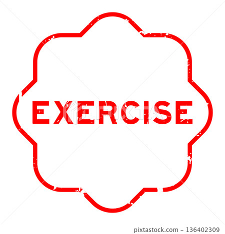 Grunge red exercise word rubber seal stamp on white background 136402309