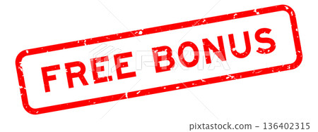 Grunge red free bonus word square rubber seal stamp on white background Grunge red free bonus word square rubber seal stamp on white background 136402315