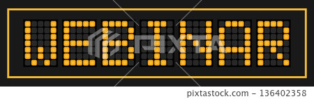 Orange color led banner in word webinar on black background 136402358