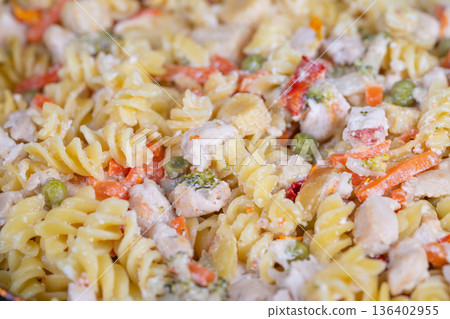Easy student meal. Affordable microwave pasta recipe. Quick and simple pasta with vegetables. Rapid and economical pasta dish prepared in microwave for students on go Easy student meal. Affordable microwave pasta recipe. Quick and simple pasta with vegetables. Rapid and economical pasta dish prepared in microwave for students on go 136402955