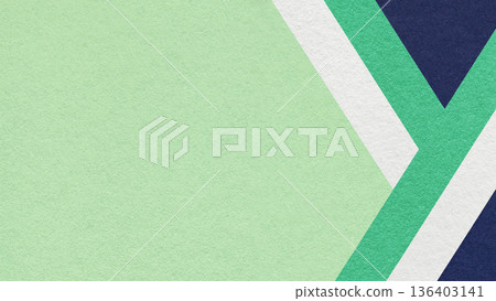 Mint textured paper background with white, emerald green, blue geometric lines, copy space for banner presentation 136403141