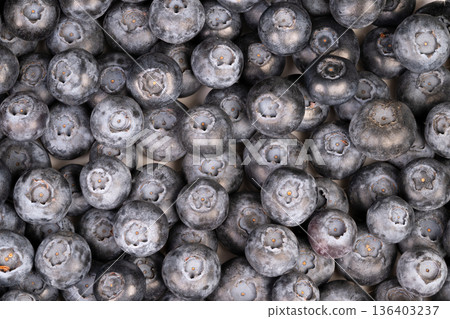 Closeup of textured blueberry with muted colors. Highly detailed depiction of blueberry skin featuring repetitive patterns and gentle highlights for design background Closeup of textured blueberry with muted colors. Highly detailed depiction of blueberry skin featuring repetitive patterns and gentle highlights for design background 136403237