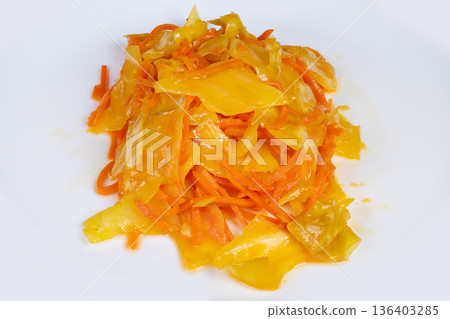 Spicy pickled vegetable. Boldly flavored pickled root and leaf mixture served fresh. Energetic urban market favorite featuring spicy tangy pickled vegetables in vibrant hues 136403285