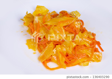 Freshly prepared vibrant vegetable arrangement captured clearly. Brightly illuminated vegetables arranged neatly on pristine background suitable for marketing and menus 136403290