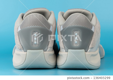 Pair of sport shoes rear view 136403299