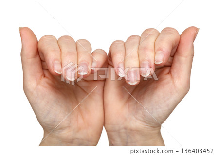 Damaged fingernails after gel polish removal 136403452