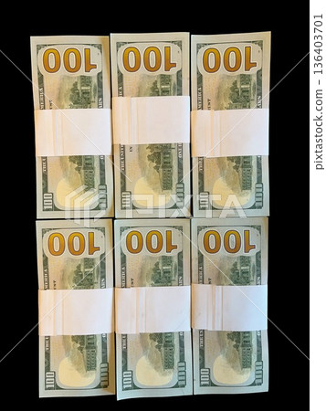 Stacks of US dollar bills isolated on transparent background. High quality photo Stacks of US dollar bills isolated on transparent background. High quality photo 136403701