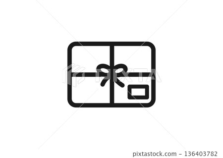 帶有絲帶的包裹遞送圖標（線條畫）。 136403782