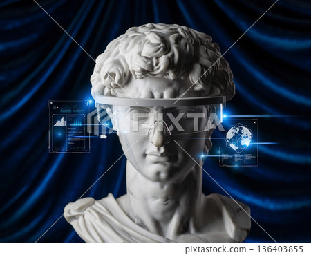 Modern technology meets ancient art in a display of creativity and innovation in the museum Modern technology meets ancient art in a display of creativity and innovation in the museum 136403855