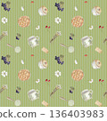 Seamless vintage pattern with rustic cottage decor. Cottagecore pattern with wild flowers 136403983