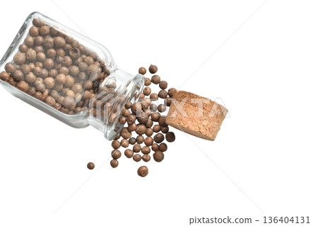 Allspice peas in a square bottle. 136404131