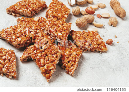 kozinaki with peanuts, dessert, gozinaki, traditional Georgian cuisine, no people, kozinaki with peanuts, dessert, gozinaki, traditional Georgian cuisine, no people, 136404163