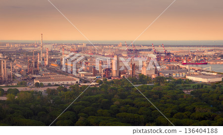 Nice aerial view showcasing its chemical petrochemical and port industries 136404188