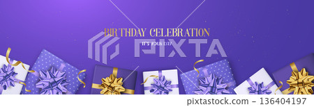 Colorful gifts with golden Colorful gifts with golden 136404197