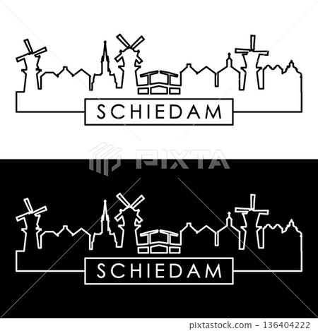 Schiedam skyline. Linear style. Schiedam skyline. Linear style. 136404222