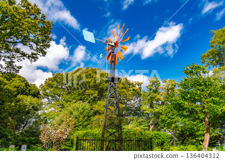 Yokohama City, Kanagawa Prefecture, Minato Mirai Park, windmills remaining in the Franceyama area 136404312