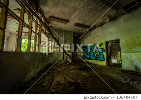 奧多摩湖索道：水戶三口站遺址和鬱鬱蔥蔥的綠植 136404507