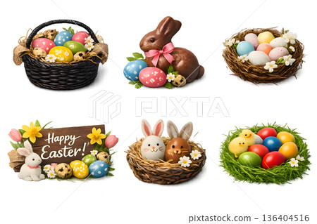 巧克力兔子和復活節彩蛋裝飾套裝 136404516