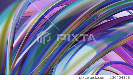 Abstract Glass Rings in Iridescent Colors Fluid, Reflective Ribbons of Color and Light Abstract Glass Rings in Iridescent Colors Fluid, Reflective Ribbons of Color and Light 136404596