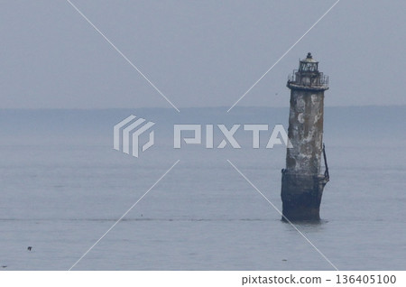 Shell Island Lighthouse jutting out into the sea 136405100