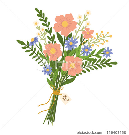 Bouquet of spring fresh flowers 136405368