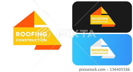 Roofing construction logo set with yellow house roof silhouettes, professional branding identity. Modern roofing construction logo collection featuring stylized yellow roof peaks and bold typography Roofing construction logo set with yellow house roof silhouettes, professional branding identity. Modern roofing construction logo collection featuring stylized yellow roof peaks and bold typography 136405586