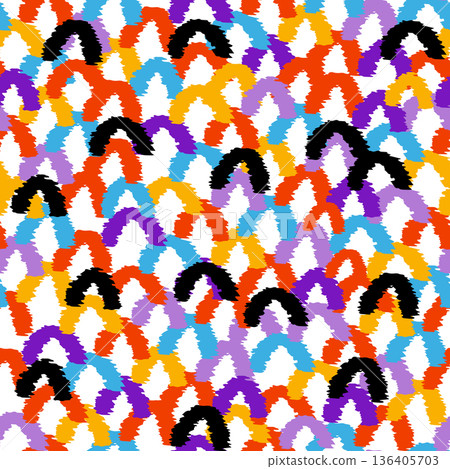 Colorful wave doodle seamless pattern. Creative minimalist style art background, trendy design with basic shapes. Modern abstract color backdrop. Colorful wave doodle seamless pattern. Creative minimalist style art background, trendy design with basic shapes. Modern abstract color backdrop. 136405703