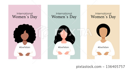 Women celebrating unity. Diverse women illustrated with hearts to inspire empowerment and community celebration on social media Women celebrating unity. Diverse women illustrated with hearts to inspire empowerment and community celebration on social media 136405757